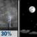 Tonight: A 30 percent chance of showers and thunderstorms, mainly before 7pm.  Mostly clear, with a low around 70. Southeast wind around 5 mph becoming calm  in the evening. 