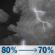 Thursday Night: Showers and thunderstorms likely before 7pm, then a chance of showers and thunderstorms. Mostly cloudy, with a low around 69. East northeast wind 5 to 10 mph. Chance of precipitation is 80%. Thursday Night: Showers And Thunderstorms Likely then Chance Showers And Thunderstorms