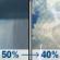 Thursday: A 50 percent chance of showers and thunderstorms. Mostly cloudy, with a high near 80. South wind 10 to 15 mph, with gusts as high as 25 mph. Thursday: A 50 percent chance of showers and thunderstorms. Mostly cloudy, with a high near 80. South wind 10 to 15 mph, with gusts as high as 25 mph.