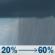 Wednesday: A slight chance of showers before noon, then a chance of showers and thunderstorms between noon and 3pm, then showers likely and possibly a thunderstorm after 3pm. Mostly cloudy, with a high near 77. South wind 10 to 15 mph, with gusts as high as 25 mph. Chance of precipitation is 60%. New rainfall amounts of less than a tenth of an inch, except higher amounts possible in thunderstorms. Wednesday: A slight chance of showers before noon, then a chance of showers and thunderstorms between noon and 3pm, then showers likely and possibly a thunderstorm after 3pm. Mostly cloudy, with a high near 77. South wind 10 to 15 mph, with gusts as high as 25 mph. Chance of precipitation is 60%. New rainfall amounts of less than a tenth of an inch, except higher amounts possible in thunderstorms.
