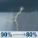 Friday: Showers and thunderstorms. Cloudy, with a high near 79. Northeast wind 5 to 10 mph. Chance of precipitation is 90%. Friday: Showers And Thunderstorms